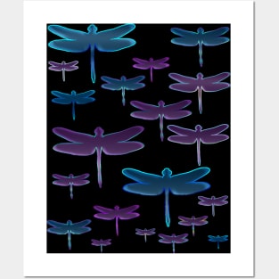 Purple and Blue Dragonflies Posters and Art